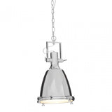 Luthor Small Chrome Plain Pendant Light, Chrome, Glass, Iron, Silver