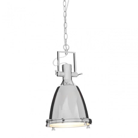 Luthor Small Chrome Plain Pendant Light, Chrome, Glass, Iron, Silver