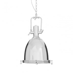 Luthor Large Chrome Plain Pendant Light, Chrome, Glass, Iron, Silver
