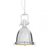 Luthor Large Chrome Plain Pendant Light, Chrome, Glass, Iron, Silver