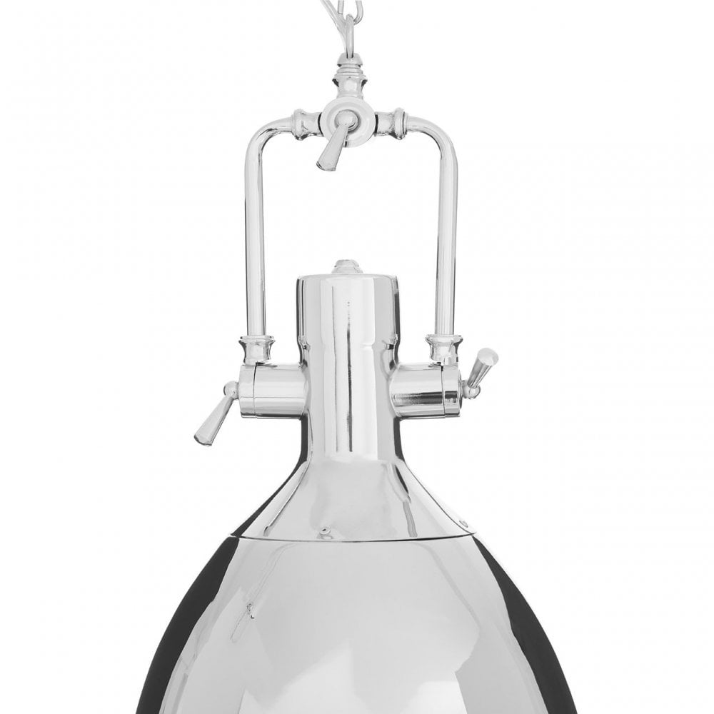 Luthor Large Chrome Plain Pendant Light, Chrome, Glass, Iron, Silver