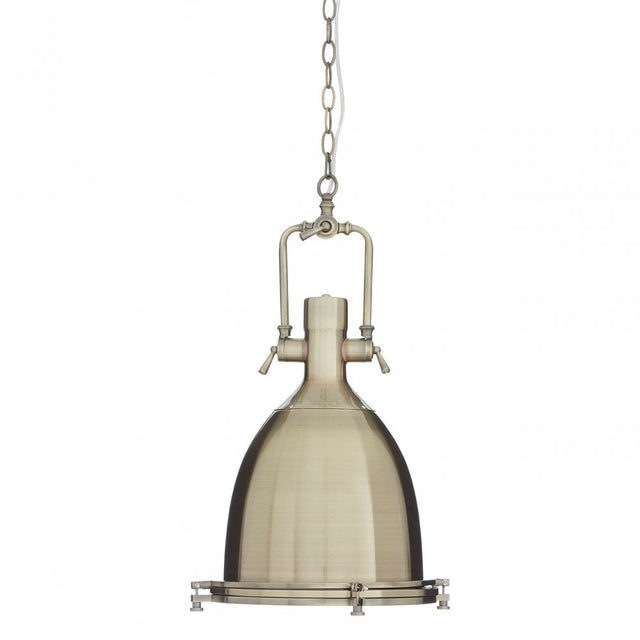 Luthor Large Antique Brass Pendant Light, Glass, Iron, Brass
