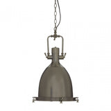 Luthor Large Gunmetal Pendant Light, Glass, Iron, Grey