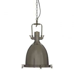 Luthor Large Gunmetal Pendant Light, Glass, Iron, Grey