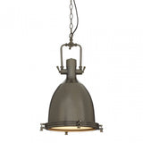 Luthor Large Gunmetal Pendant Light, Glass, Iron, Grey