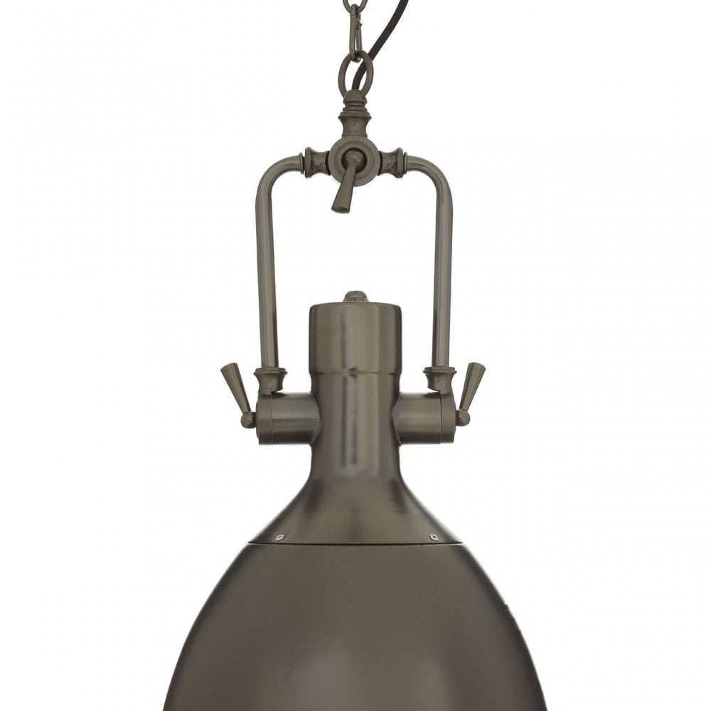 Luthor Large Gunmetal Pendant Light, Glass, Iron, Grey
