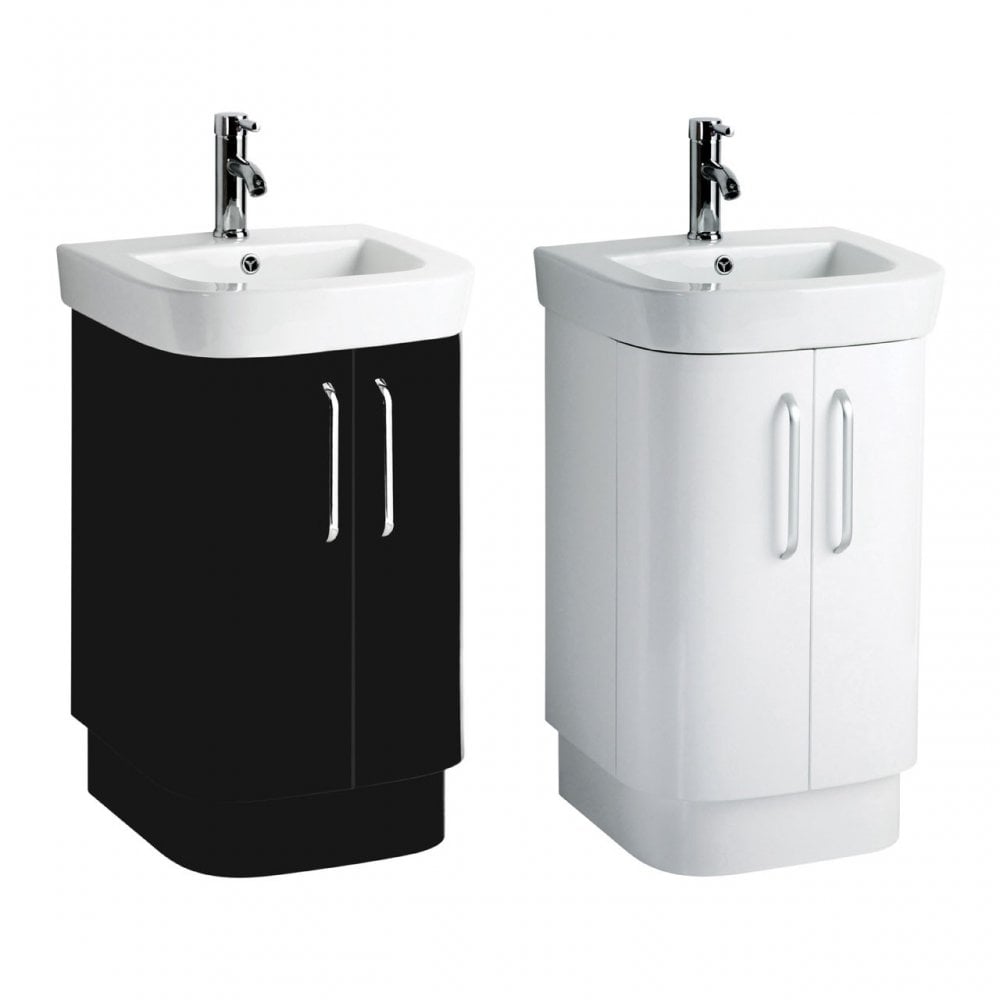Seattle Basin And Under Sink Cabinet Set, Ceramic, High Gloss, White
