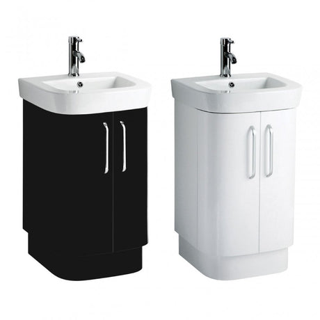 Seattle Basin And Under Sink Cabinet Set, Ceramic, High Gloss, White