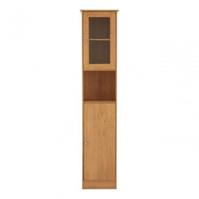 Portland Floor Standing Cabinet, Glass, Melamine, Oak Veneer, Particle Board, Natural