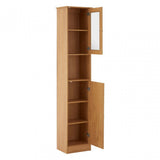 Portland Floor Standing Cabinet, Glass, Melamine, Oak Veneer, Particle Board, Natural