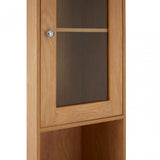 Portland Floor Standing Cabinet, Glass, Melamine, Oak Veneer, Particle Board, Natural