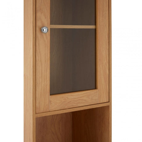 Portland Floor Standing Cabinet, Glass, Melamine, Oak Veneer, Particle Board, Natural