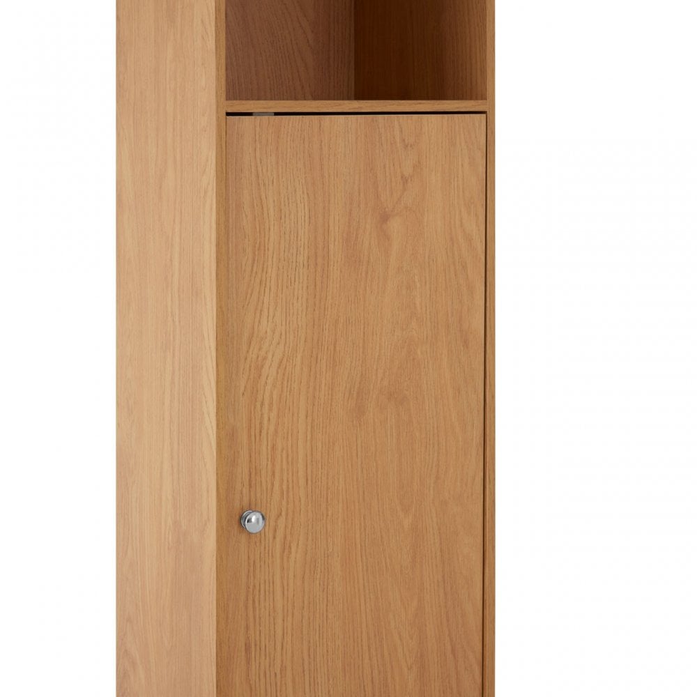 Portland Floor Standing Cabinet, Glass, Melamine, Oak Veneer, Particle Board, Natural