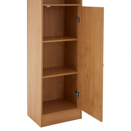 Portland Floor Standing Cabinet, Glass, Melamine, Oak Veneer, Particle Board, Natural