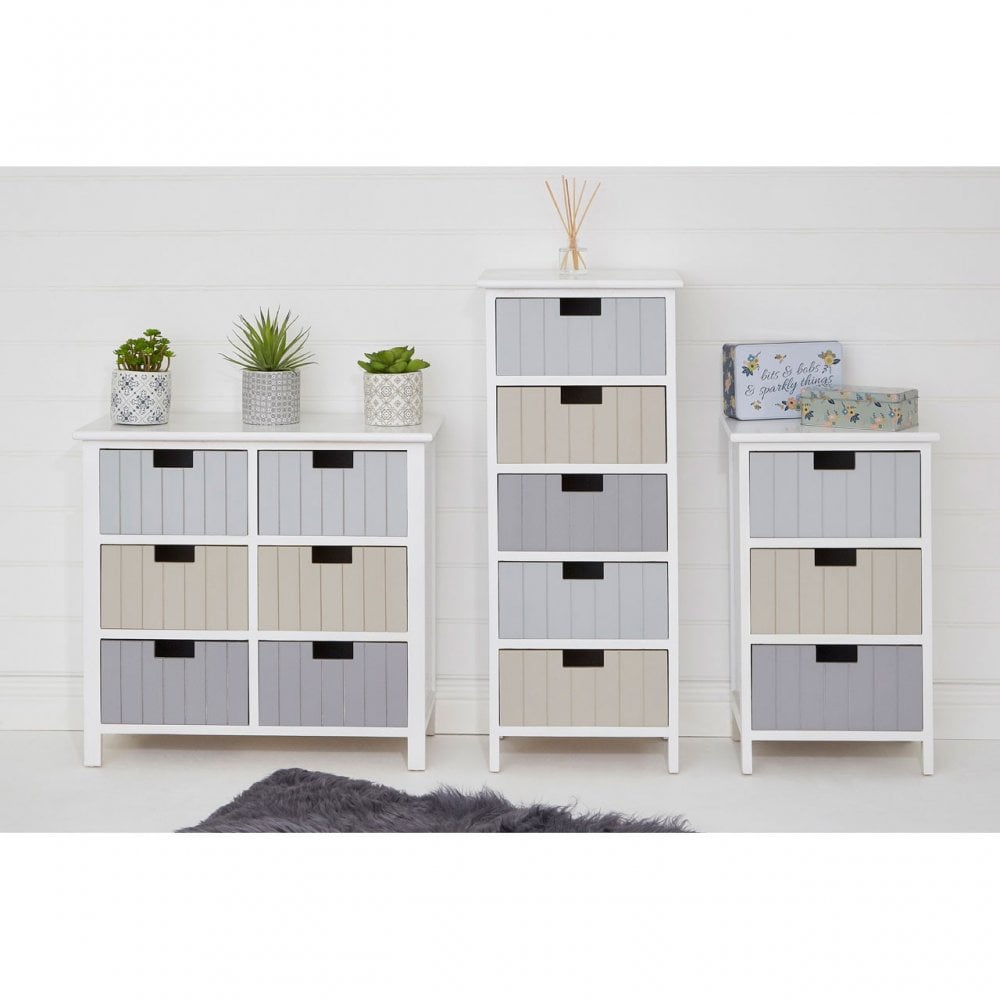 New England Drawer Chest, Wood, Paulownia Wood, Multi-Coloured