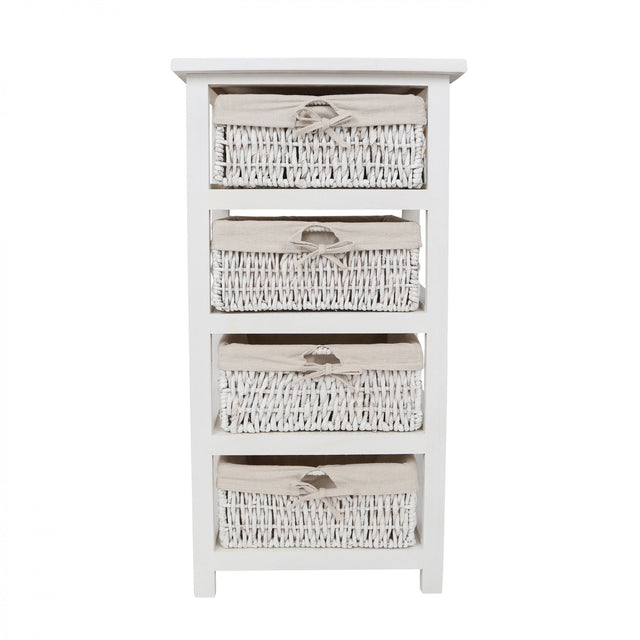 White Storage Unit, Paulownia Wood, Maize, White