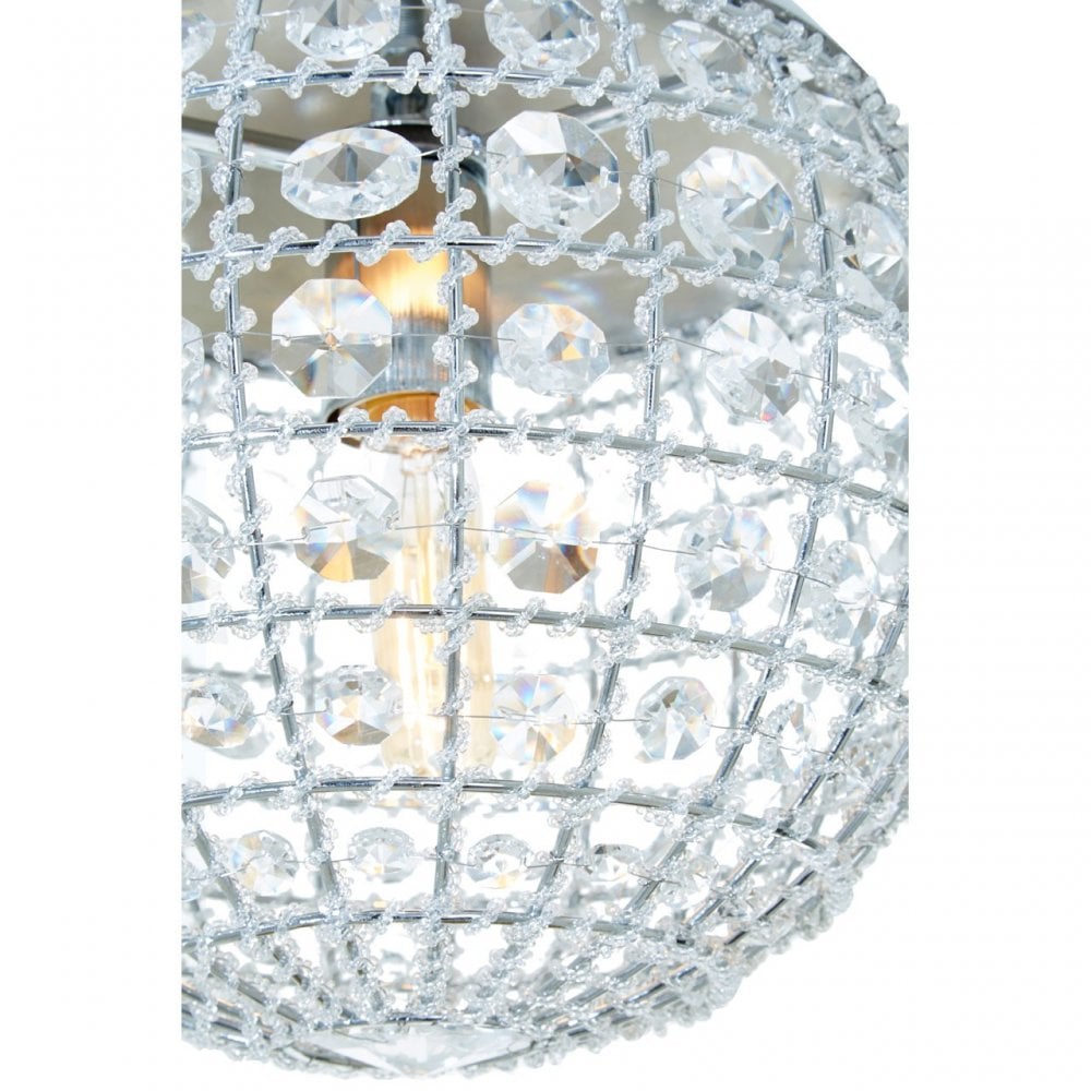Tuskin Pendant Light, Iron, K9 Crystal, Silver