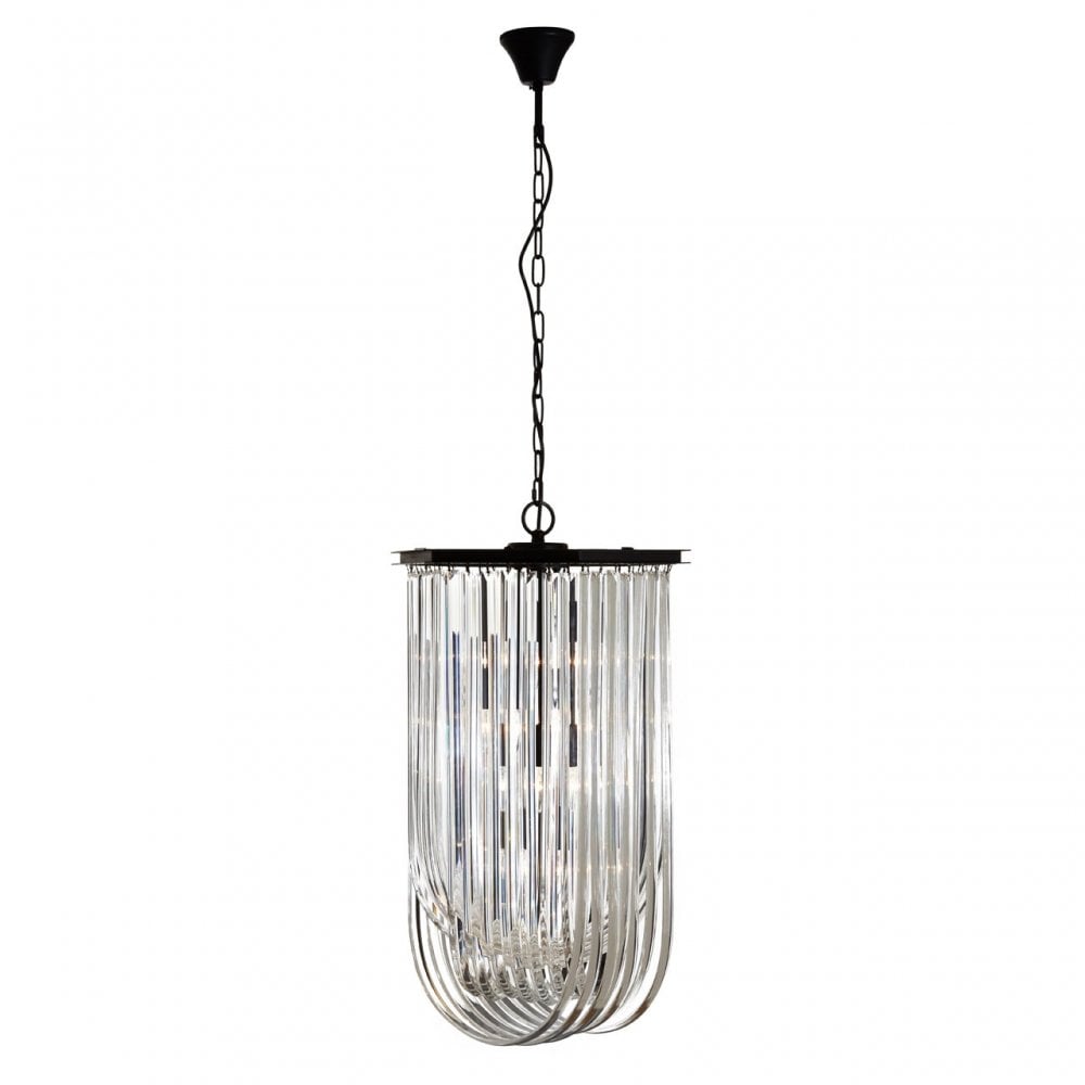 Tuskin Pendant Light, Crystal, Iron, Black