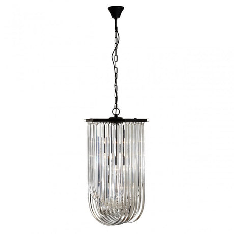 Tuskin Pendant Light, Crystal, Iron, Black