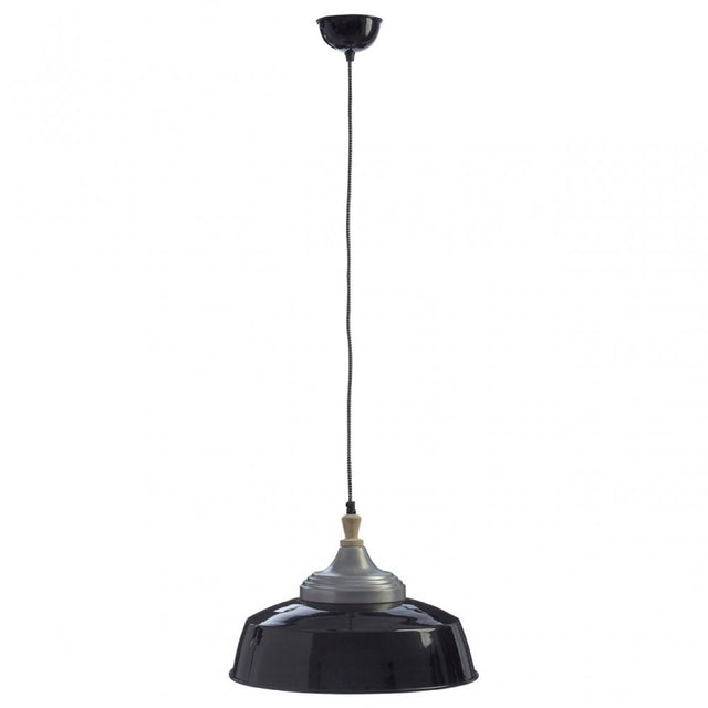 Oslo Large Pendant Light, Iron, Wood, Black