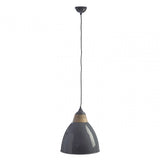 Oslo Large Pendant Light, Iron, Wood, Grey