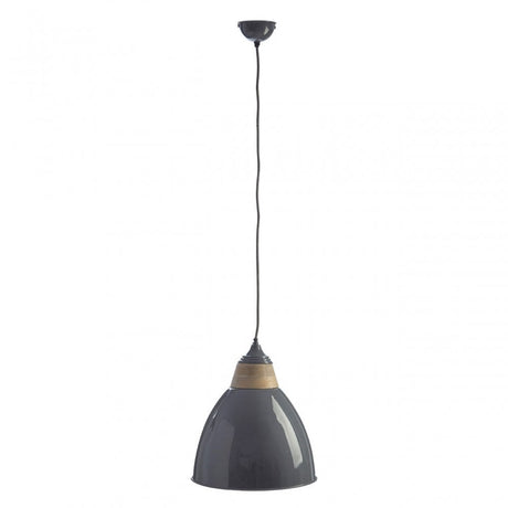 Oslo Large Pendant Light, Iron, Wood, Grey