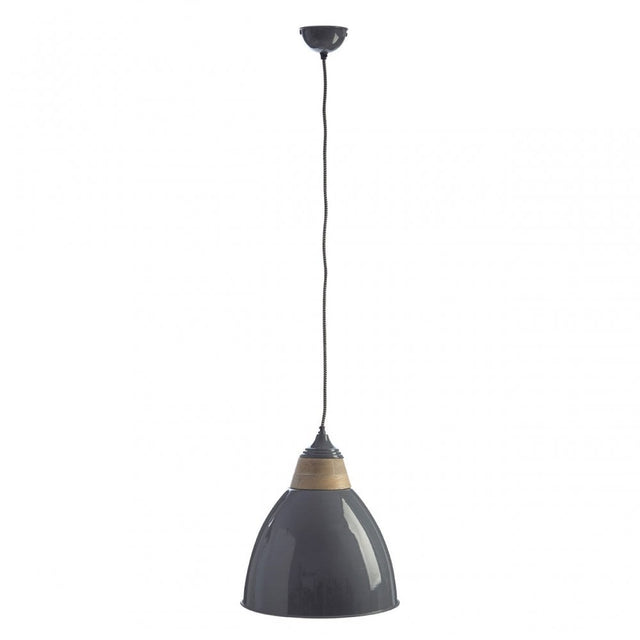 Oslo Large Pendant Light, Iron, Wood, Grey