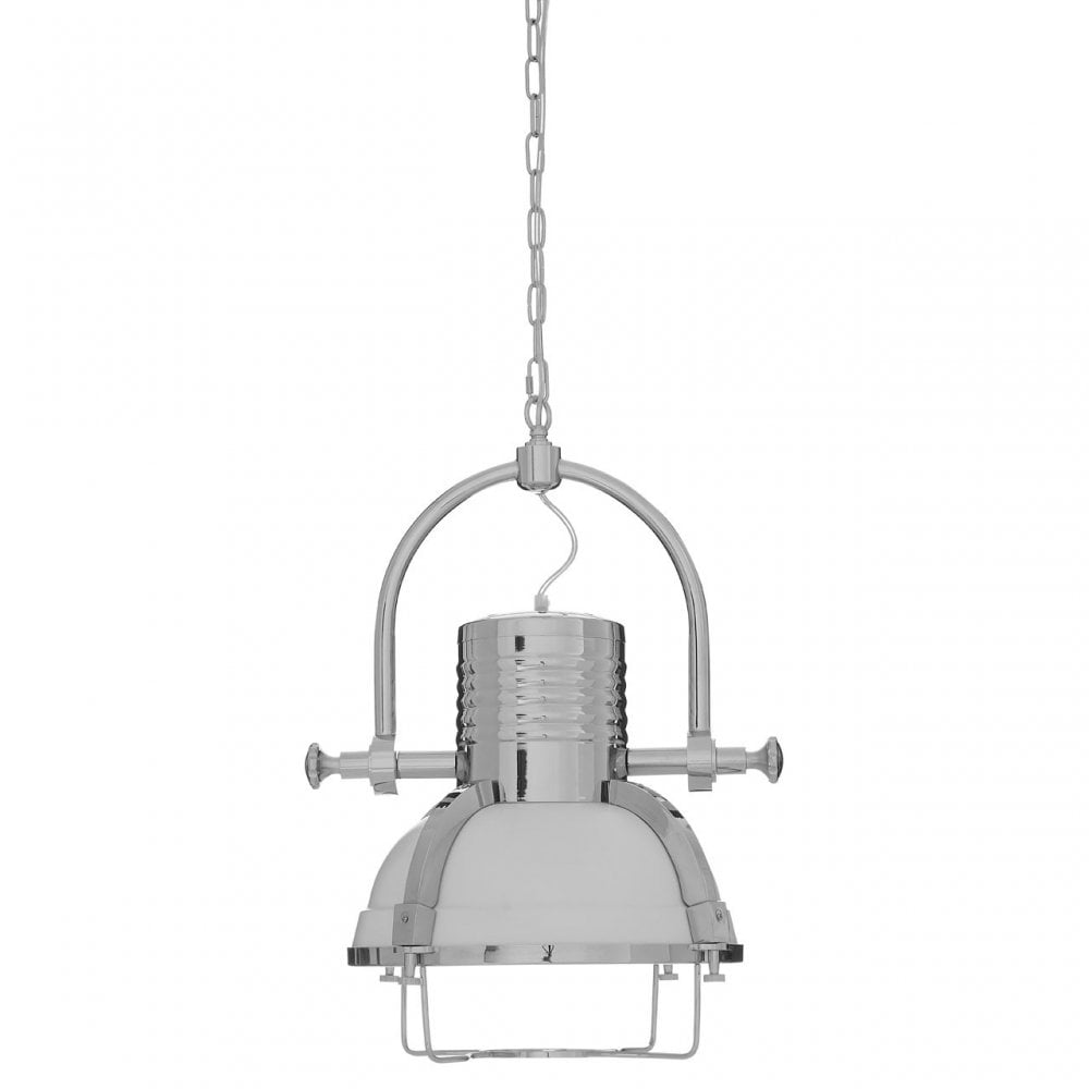 Sprocket Pendant Light, Metal, Silver