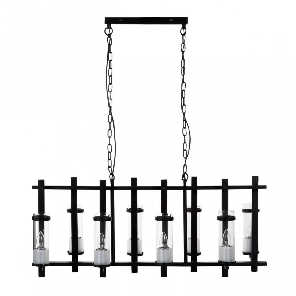 Meary Pendant Light, Glass, Iron, Black