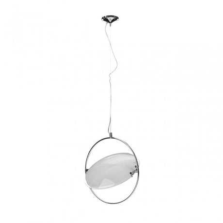 Lunar Pendant Light, Chrome, Glass, White