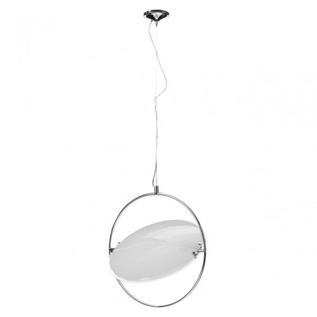 Lunar Pendant Light, Chrome, Glass, White