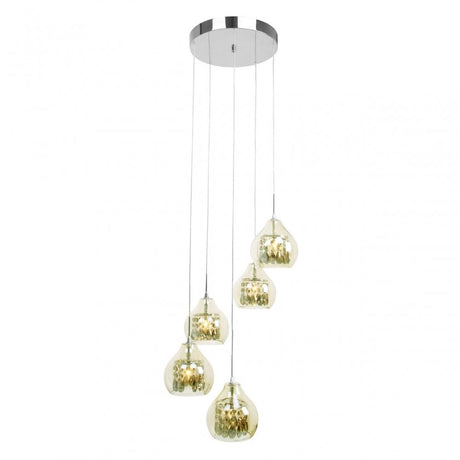 5 Pendant Light, Chrome, Glass