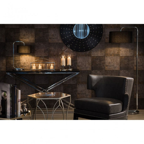 Leyna Floor Lamp, Chromed Fabric, Silver