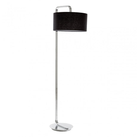 Leyna Floor Lamp - EU Plug, Chromed Fabric, Black