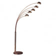 Zeus Floor Lamp W / 5 Arced Lights, Marble, Copper