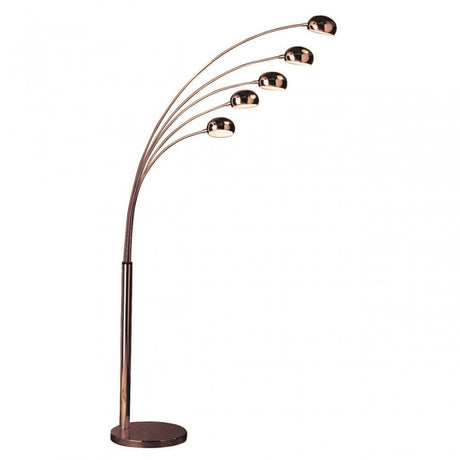 Zeus Floor Lamp W / 5 Arced Lights, Marble, Copper