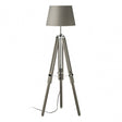 Jasper Floor Lamp, Chromed Fabric, Wood, Grey