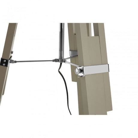 Jasper Floor Lamp, Chromed Fabric, Wood, Grey