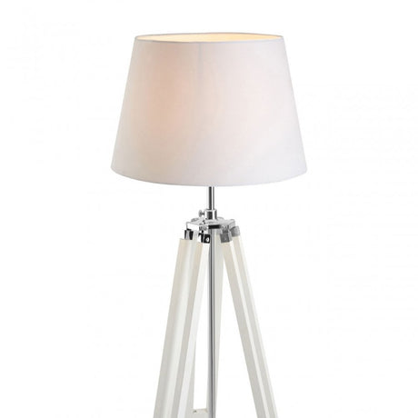 Jasper Floor Lamp, Chromed Fabric, Wood, White