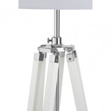 Jasper Floor Lamp, Chromed Fabric, Wood, White