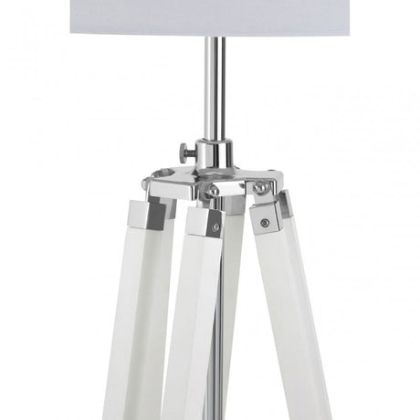 Jasper Floor Lamp, Chromed Fabric, Wood, White