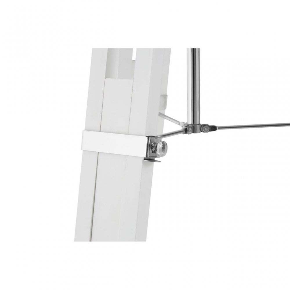 Jasper Floor Lamp, Chromed Fabric, Wood, White