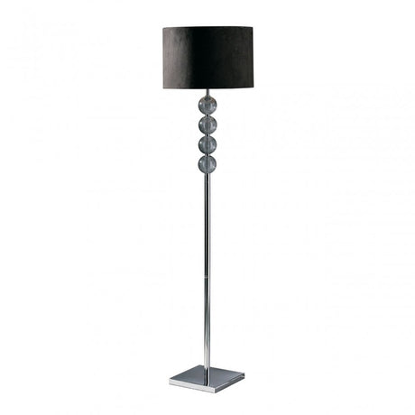 Mistro Floor Lamp, Chromed Suede, Black