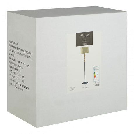 Mistro Floor Lamp, Chrome, Suede, Cream