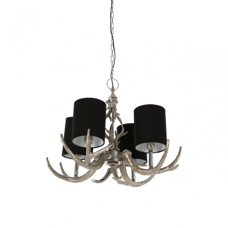 4 Light Rockclif Rockclif Antler Chandelier, Aluminium, Nickel, Silver