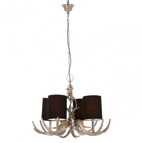 4 Light Rockclif Rockclif Antler Chandelier, Aluminium, Nickel, Silver