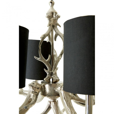 4 Light Rockclif Rockclif Antler Chandelier, Aluminium, Nickel, Silver