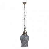 Terina Antique Silver Finish Pendant Light, Iron, Mirrored Glass, Silver