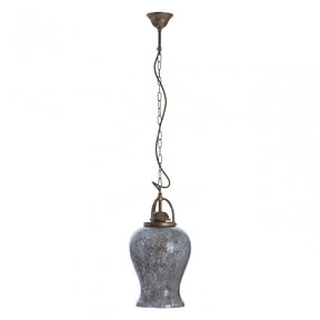 Terina Antique Silver Finish Pendant Light, Iron, Mirrored Glass, Silver