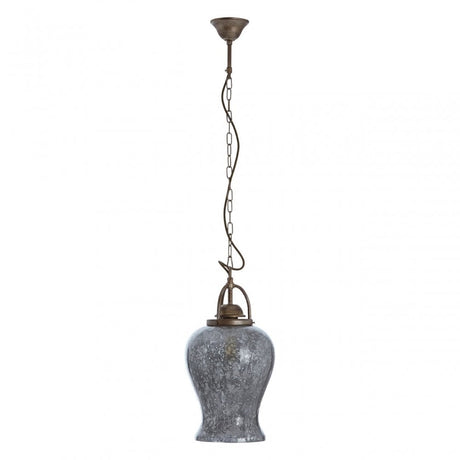 Terina Antique Silver Finish Pendant Light, Iron, Mirrored Glass, Silver